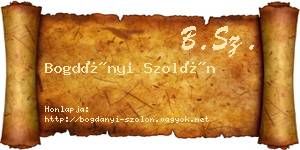 Bogdányi Szolón névjegykártya